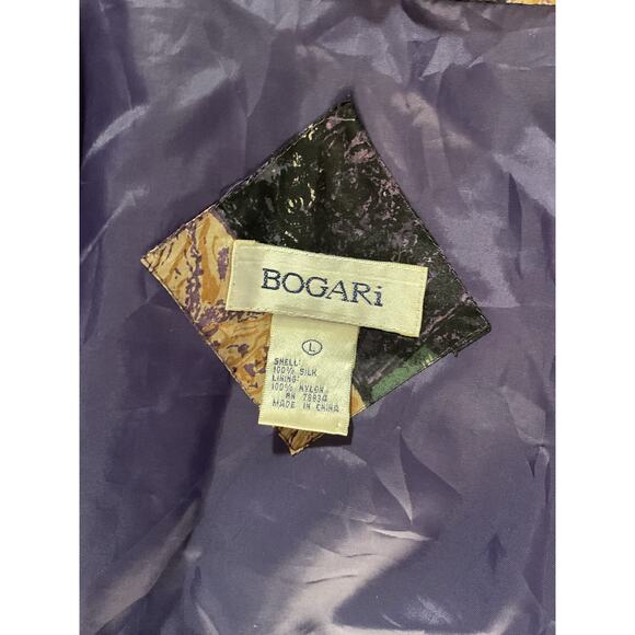 Bogari 100% Silk Vintage Bomber Jacket Women’s L Patchwork Print Y2K - Picture 6 of 8